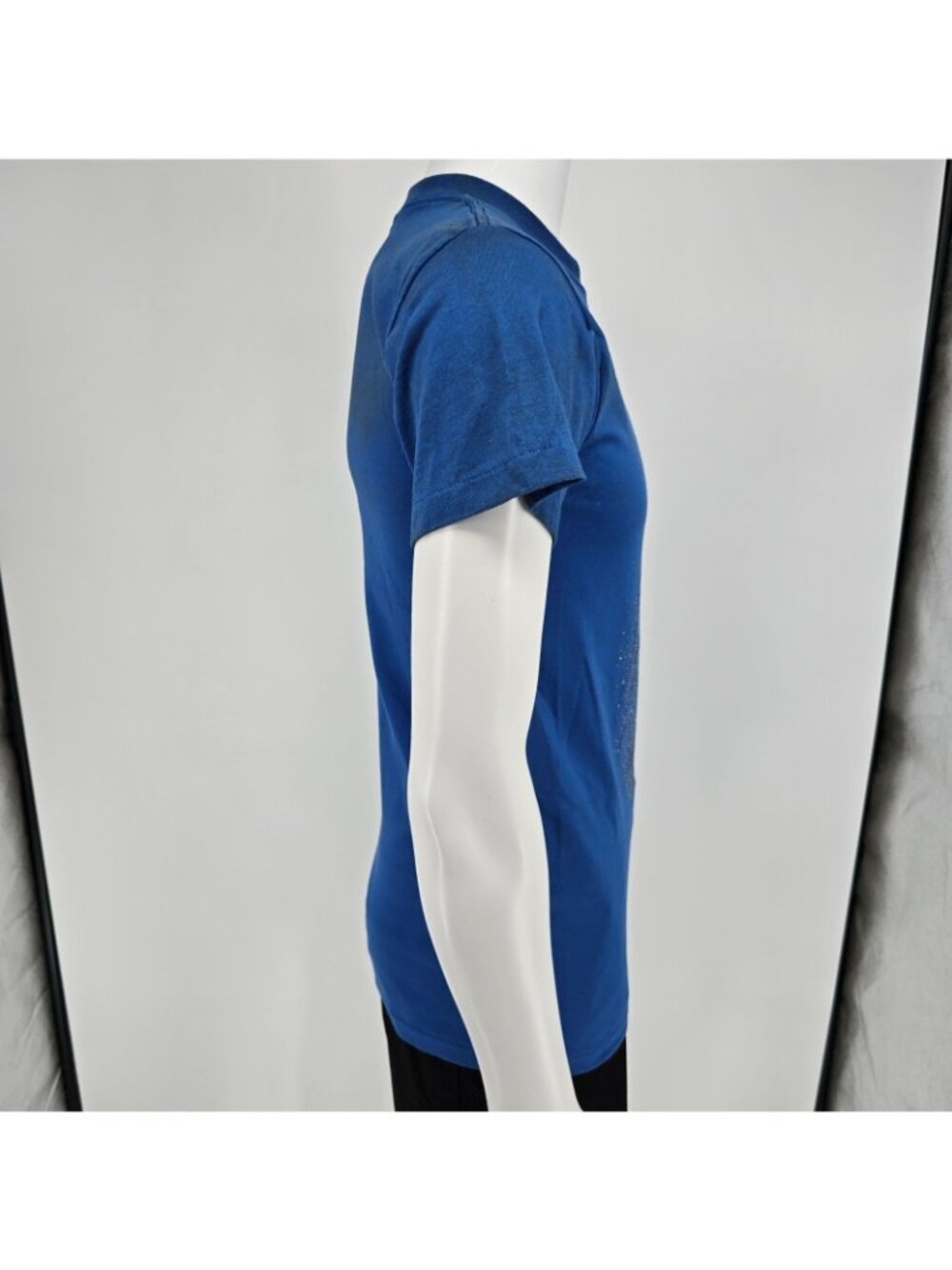 Vintage 1990s Oneita Blue/Silver Galaxy Glitter Print Single Stitch T-Shirt (S) - Picture 6 of 13